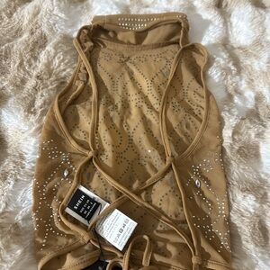 Tan Sheer Rhinestone Top